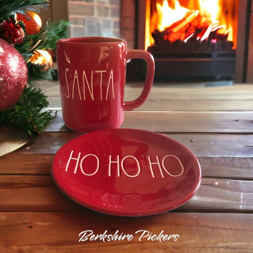Rae Dunn‎ SANTA'S MUG & HO HO HO COOKIE PLATE NEW OLD STOCK